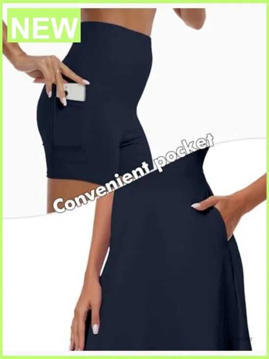 Women's Tennis Golf Dress with Built-in Shorts V-Neck